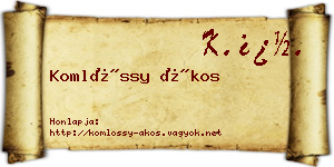 Komlóssy Ákos névjegykártya