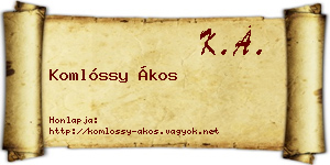 Komlóssy Ákos névjegykártya